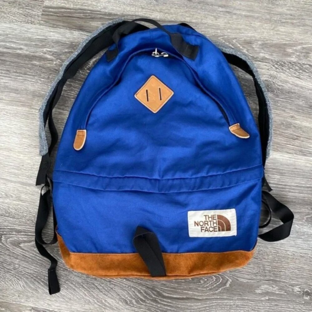 Vintage The North Face Blue, Brown Backpack Suede Bottom Panel Retro Design